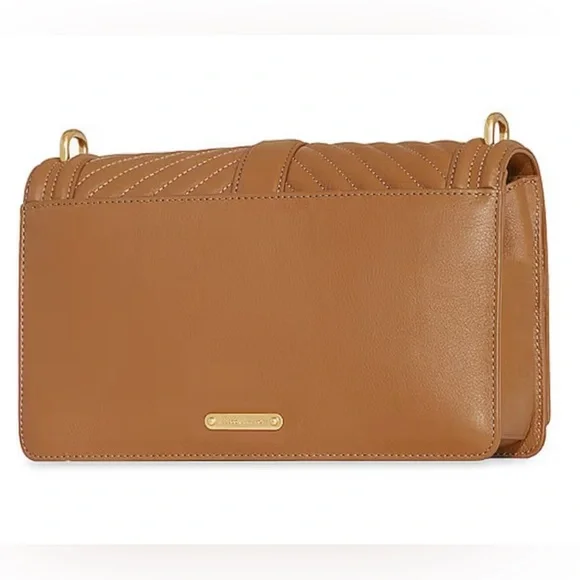 Rebecca Minkoff Chevron Quilted Love Leather Crossbody Bag British Tan - Picture 2 of 10